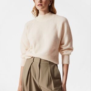 & other stories paris atelier wool blend cream holiday fuzzy sweater size XS